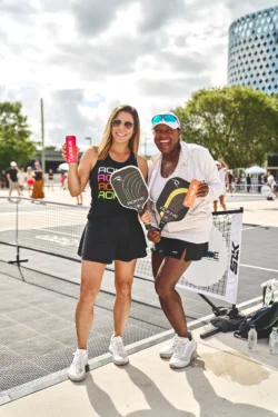 Two women pickleball team